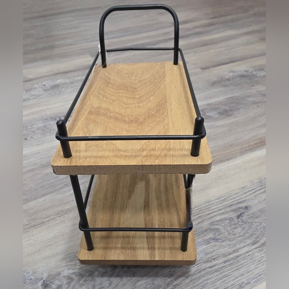 Mini Coffee Bar Cart Two-Tier Wood & Metal Countertop Organizer - New with Tag - Picture 3 of 8